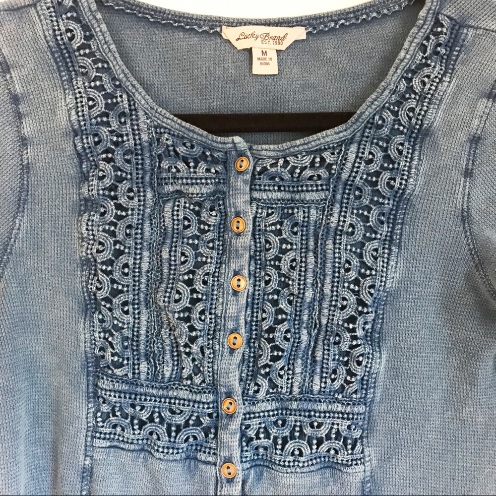 Lucky Brand Blue Thermal Top Sz M